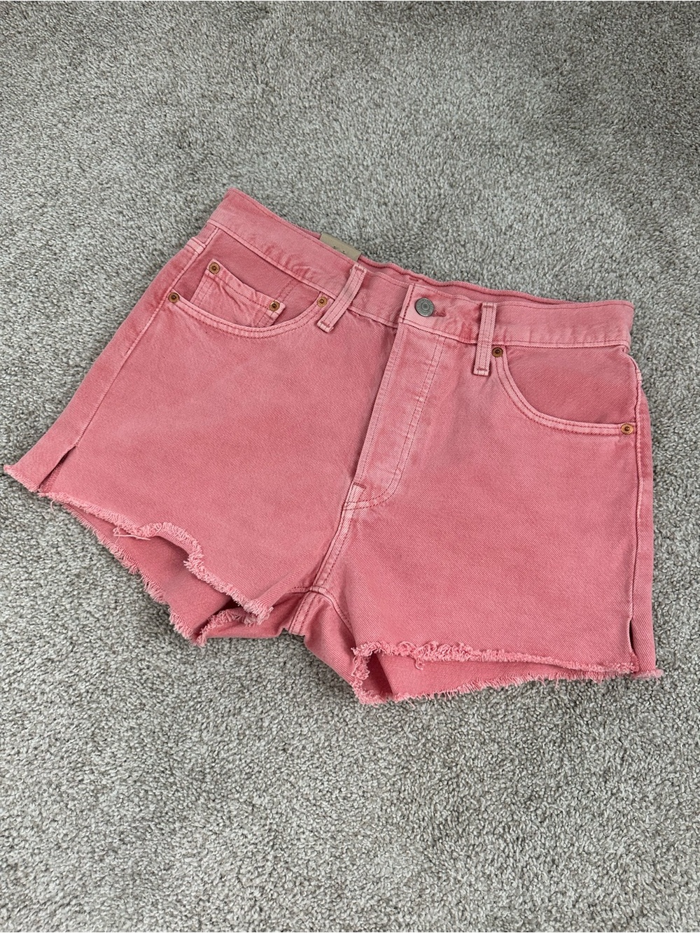 Levi's Pink 501 Frayed Denim Cutoff Shorts